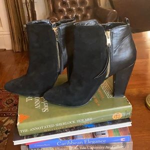Steve Madden Leather and Suede Gold Zip Booties